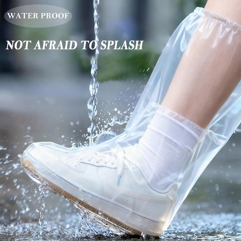 VRSHMB Long Rain Boot Covers for Adults, 10 Pair Extended Length Plastic Shoe Covers for Rain for Use in Water Parks, Rain and Snow (clear, adult(long)) - Image 2